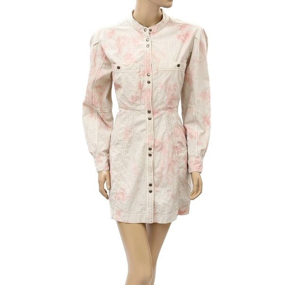 Free People Yael Day Tie & Dye Buttondown Tunic Dress Boho Mini S NWD - Picture 1 of 4